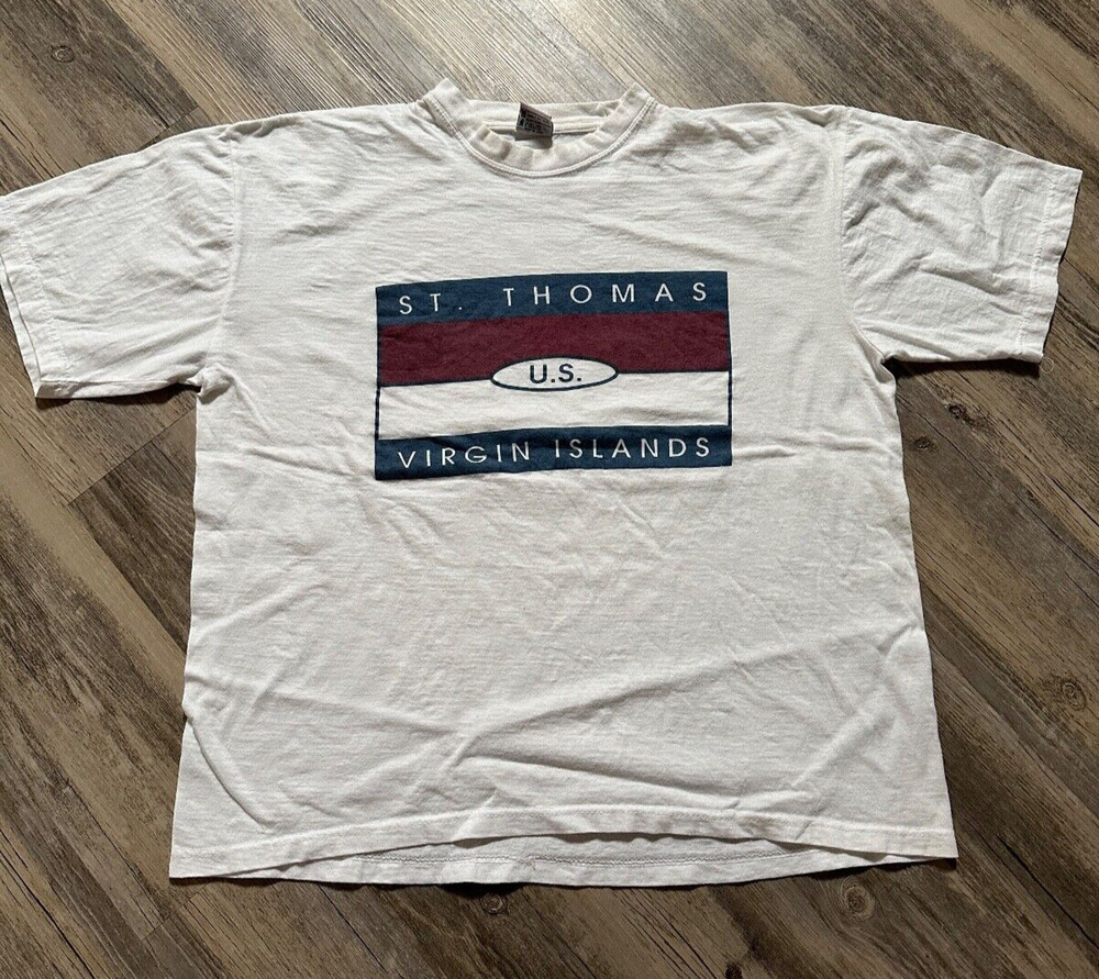 Vtg St. Thomas Destination T-Shirt Captain's Corner Size XL 90s Cotton Tourist